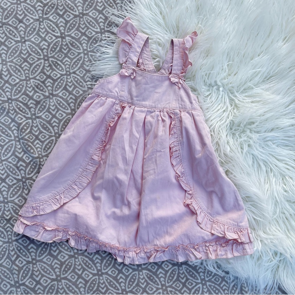 Jill Stuart Girls Light Pink Bib Dress w/ Ruffles & Bows EU 110 US 5